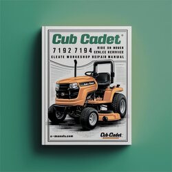 Cub Cadet 7192 7193 7194 Ride On Mower Service Repair Workshop Manual PDF