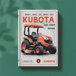 Kubota ZD321 ZD323 ZD326 ZD331 Zero Turn Mower Service Repair Workshop Manual PDF