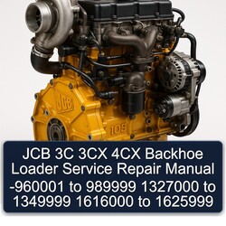 JCB 3C 3CX 4CX Backhoe Loader -960001 989999 1327000 1349999 1616000 1625999 Service Repair Workshop Manual PDF