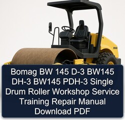 Bomag BW 145 D-3 BW145 DH-3 PDH-3 Single Drum Roller Training Service Repair Workshop Manual PDF