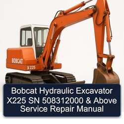 Bobcat Hydraulic Excavator X225 SN 508312000 Above Service Repair Workshop Manual PDF