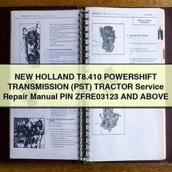 New Holland T8.410 Powershift Transmission (PST) Tractor PIN Zfre03123 Above Service Repair Workshop Manual PDF