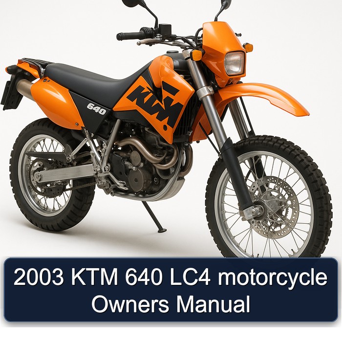 2003 KTM 640 LC4 Motorcycle Owners Owner's Manual PDF