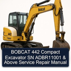 Bobcat 442 Compact Excavator SN Adbr11001 Above Service Repair Workshop Manual PDF