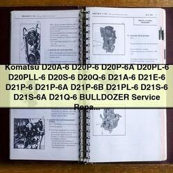 Komatsu D20A-6 D20P-6 D20P-6A D20PL-6 D20pll-6 D20S-6 D20Q-6 D21A-6 D21E-6 D21P-6 D21P-6A D21P-6B D21PL-6 D21S-6 D21Q BULLDOZER Operation Maintenance Service Repair Workshop Manual PDF
