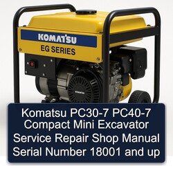 Komatsu PC30-7 PC40-7 Compact Mini Excavator Shop Serial Number 18001 Up Service Repair Workshop Manual PDF
