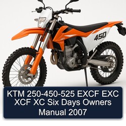 2007 KTM 250 450-525 Excf EXC XCF XC Six Days Owners Owner's Manual PDF