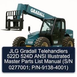 JLG Gradall Telehandlers 522D 524D Ansi Illustrated Master (s/n 0277001; P/n-9138-4001) Parts Catalog PDF