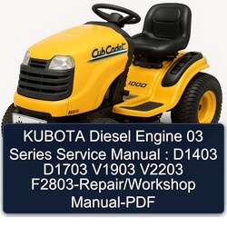 Kubota Diesel Engine 03 Series : D1403 D1703 V1903 V2203 F2803 Service Repair Workshop Manual PDF