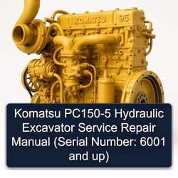 Komatsu PC150-5 Hydraulic Excavator Manual de servicio y reparación (Serial Number: 6001 and up) 