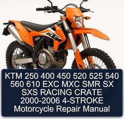 2000-2006 KTM 250 400 450 520 525 540 560 610 EXC MXC SMR SX SXS Racing Crate - 4-stroke Motorcycle Service Repair Workshop Manual PDF