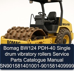 Bomag BW124 PDH-40 Single Drum Vibratory Rollers Sn901581401001-901581409999 Parts Catalog PDF