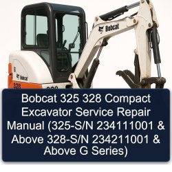 Bobcat 325 328 Compact Excavator (325-s/n 234111001 Above 328-s/n 234211001 G Series) Service Repair Workshop Manual PDF