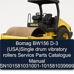 Bomag BW156 D-3 (usa)single Drum Vibratory Rollers Sn101581031001-101581039999 Parts Catalog PDF