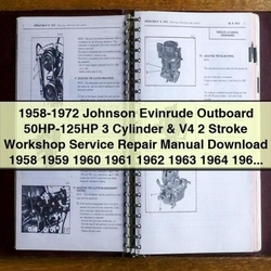1958-1972 Johnson Evinrude Outboard 50HP-125HP 3 Cylinder V4 2 Stroke Service Repair Workshop Manual PDF