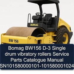 Bomag BW156 D-3 Single Drum Vibratory Rollers Sn101580000101-101580001024 Parts Catalog PDF