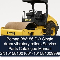 Bomag BW156 D-3 Single Drum Vibratory Rollers Sn101581001001-101581009999 Parts Catalog PDF
