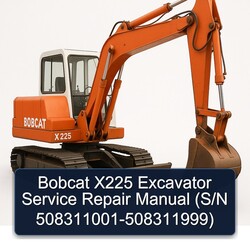 Bobcat X225 Excavator (s/n 508311001-508311999) Service Repair Workshop Manual PDF