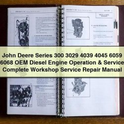 John Deere Series 300 3029 4039 4045 6059 6068 Diesel Engine Operation Service Repair Workshop Manual PDF