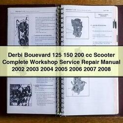 2002-2008 Derbi Bouevard 125 150 200 Cc Scooter Service Repair Workshop Manual PDF