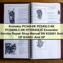 Komatsu PC340-6K Pc340lc-6k Pc340nlc-6k Hydraulic Excavator Shop SN K32001 UP K34001 Service Repair Workshop Manual PDF