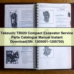 Takeuchi TB020 Compact Excavator (sn: 1205001-1205750) Parts Catalog PDF