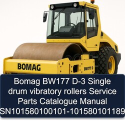 Bomag BW177 D-3 Single Drum Vibratory Rollers Sn101580100101-101580101189 Parts Catalog PDF