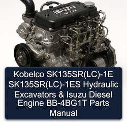 Kobelco Sk135sr(lc)-1e Sk135sr(lc)-1es Hydraulic Excavators Isuzu Diesel Engine BB-4BG1T Parts Catalog PDF