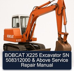 Bobcat X225 Excavator SN 508312000 Above Service Repair Workshop Manual PDF