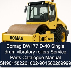 Bomag BW177 D-40 Single Drum Vibratory Rollers Sn901582261002-901582269999 Parts Catalog PDF