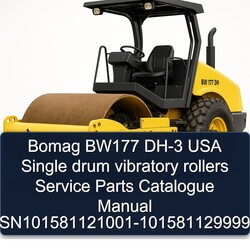 Bomag BW177 DH-3 USA Single Drum Vibratory Rollers Sn101581121001-101581129999 Parts Catalog PDF