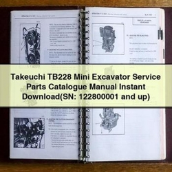 Takeuchi TB228 Mini Excavator (sn: 122800001 Up) Parts Catalog PDF