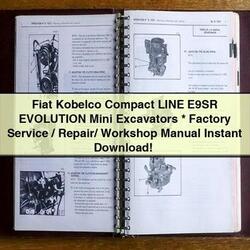 Fiat Kobelco Compact Line E9SR Evolution Mini Excavators / Service Repair Workshop Manual PDF