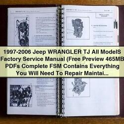 1997-2006 Jeep Wrangler TJ All Models (free Preview 465MBS FSM ) Service Repair Workshop Manual PDF