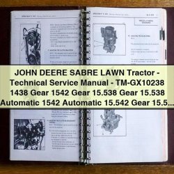 JOHN DEERE SABRE LAWN Tractor-Technical Manual de servicio y reparación-TM-GX10238 1438 Gear 1542 Gear 15.538 Gear 15.538 Automatic 1542 Automatic 15.542 Gear 15.542 Automatic 1642 Gear 1642 Au 