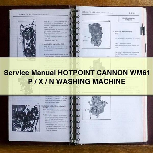 Dryers Hotpoint Cannon WM61 P/x/n Washing Machine Service Repair Workshop Manual PDF