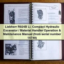 Liebherr R924B Li. Compact Hydraulic Excavator/material Handler Operation (from Serial Number 14749) Service Repair Workshop Manual PDF
