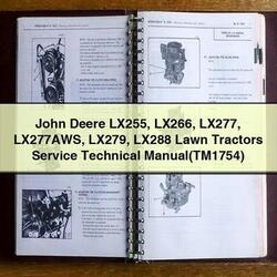John Deere LX255 LX266 LX277 LX277AWS LX279 LX288 Lawn Tractors (TM1754) Service Repair Workshop Manual PDF