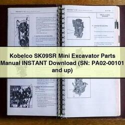 Kobelco SK09SR Mini Excavator Parts (sn: PA02-00101 Up) Catalog PDF