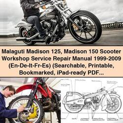 1999-2009 Malaguti Madison 125 150 Scooter - (EN-DE-IT-FR-ES) (searchable Bookmarked Ipad-ready) Service Repair Workshop Manual PDF