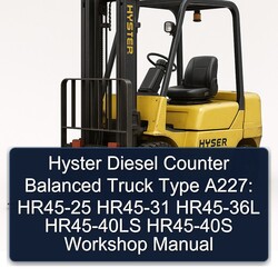 Hyster Diesel Counter Balanced Truck Type A227: HR45-25 HR45-31 HR45-36L HR45-40LS HR45-40S Service Repair Workshop Manual PDF