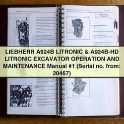 Liebherr A924B Litronic A924B-HD Excavator Operation (serial No. From: 20467) Service Repair Workshop Manual PDF