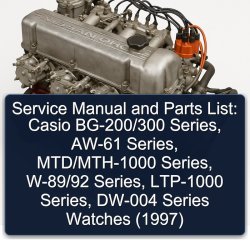 1997 Datsun L Series & Z : Casio Bg-200/300 Series, AW-61 Mtd/mth-1000 W-89/92 LTP-1000 DW-004 Watches Parts Catalog PDF