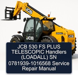 JCB 530 FS Plus Telescopic Handlers (LOADALL) SN 0781939-1016568 Service Repair Workshop Manual PDF