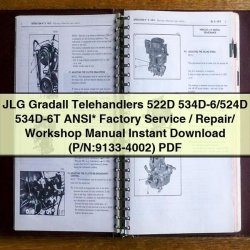 JLG Gradall Telehandlers 522D 534d-6/524d 534D-6T Ansi / (p/n:9133-4002) Service Repair Workshop Manual PDF