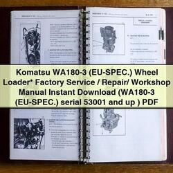 Komatsu WA180-3 (eu-spec.) Wheel Loader / (wa180-3 Serial 53001 Up ) Service Repair Workshop Manual PDF