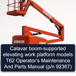 Calavar Boom-supported Elevating Work Platform Models T62 Operator‘s Parts (p/n 92367) Catalog PDF