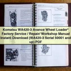 Komatsu WA420-3 Avance Wheel Loader / (wa420-3 Serial 50001 Up) Service Repair Workshop Manual PDF