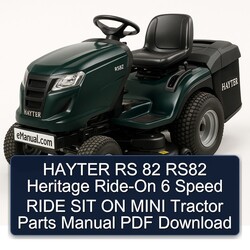 Hayter RS 82 RS82 Heritage RIDE-ON 6 Speed Ride SIT ON Mini Tractor Parts Catalog PDF