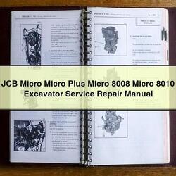 JCB Micro Plus 8008 8010 Excavator Service Repair Workshop Manual PDF